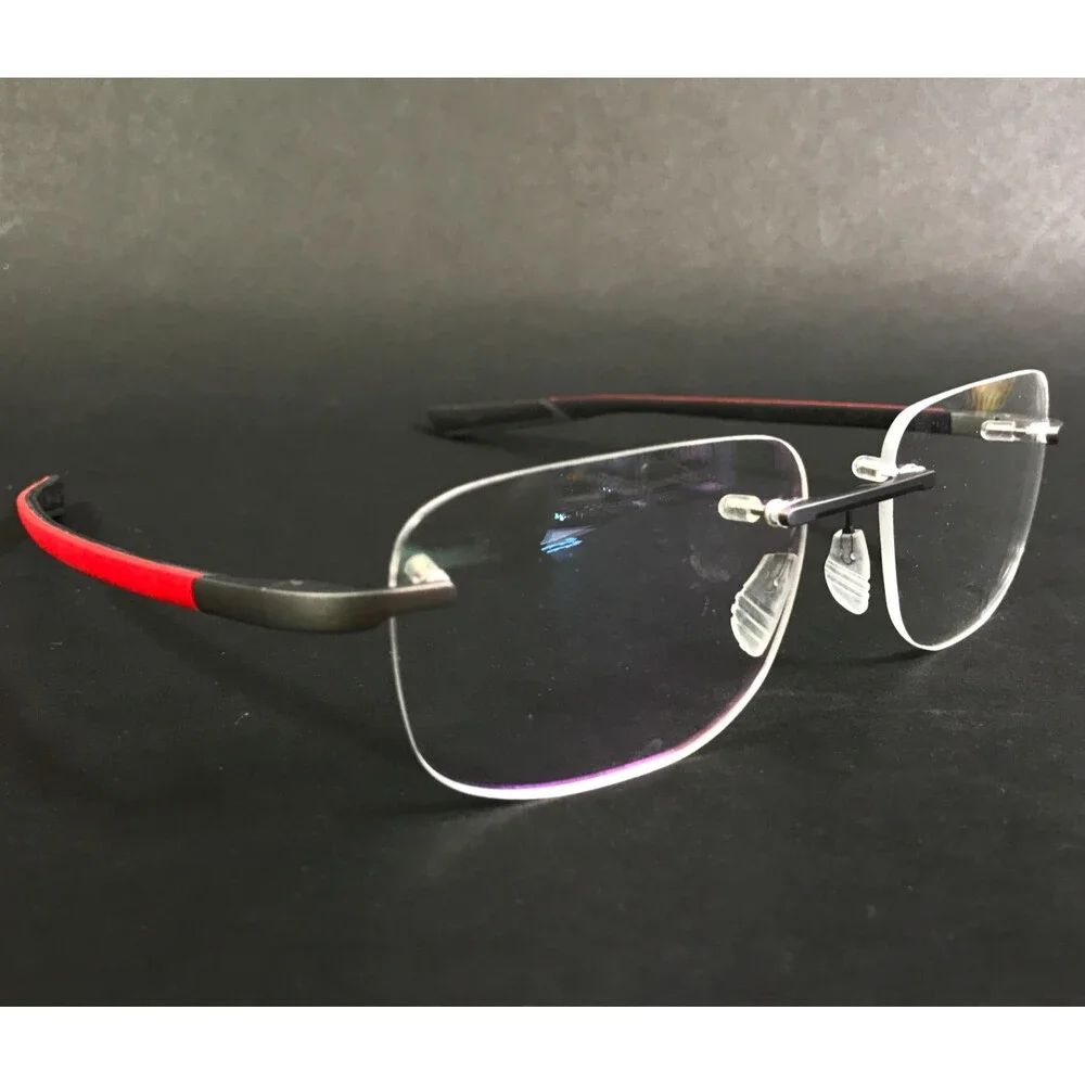 McLaren Eyeglasses Frames ML MS-85O05 C01 Ruthenium Red Rimless 55-17-145